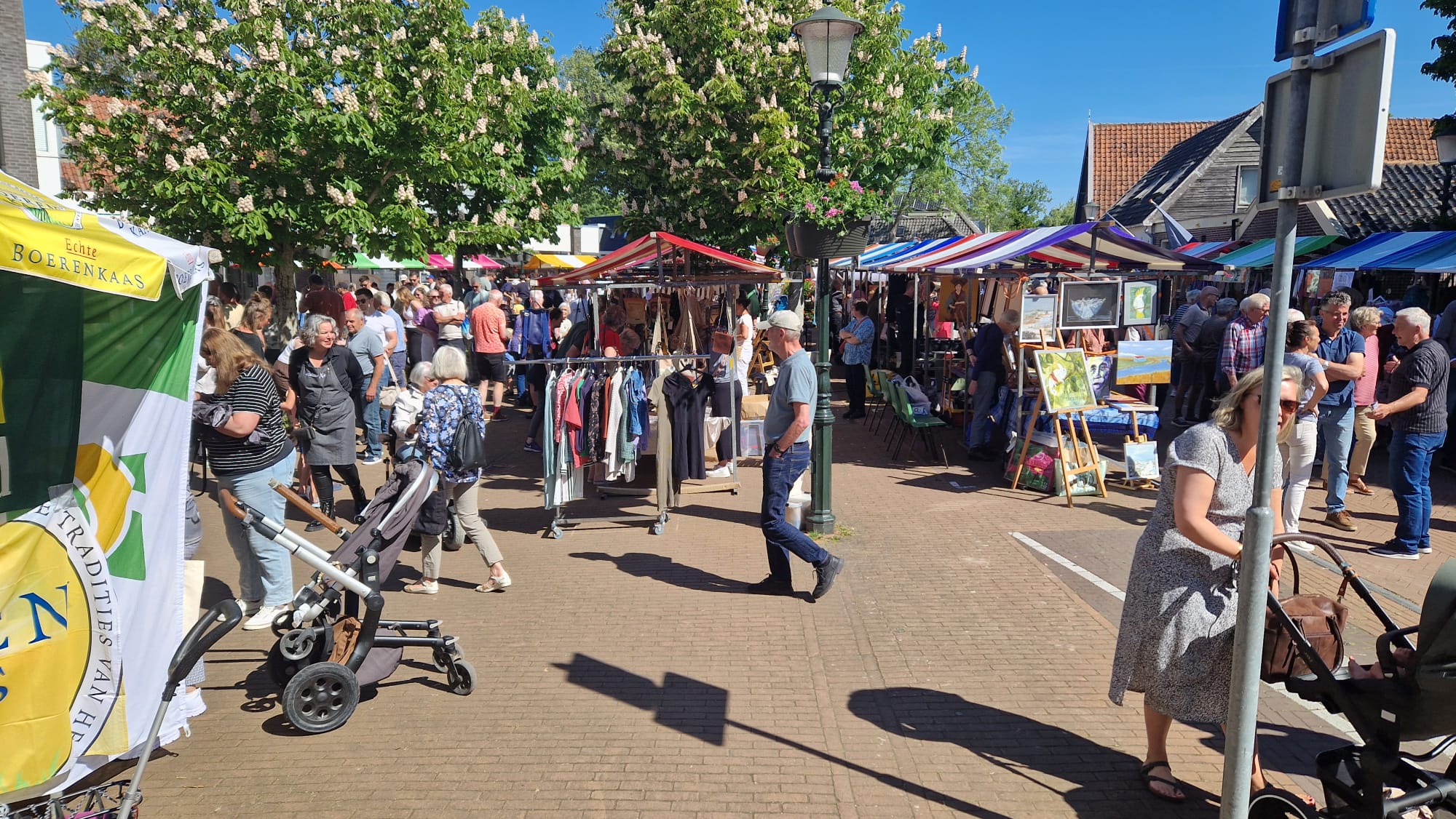 De markt op het dorpsplein van Zoeterwoude-Dorp. (Foto