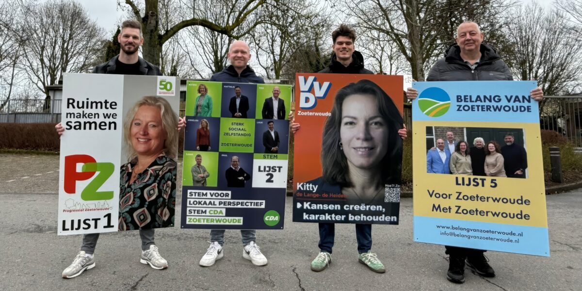Partijborden zijn geplaatst: Zoeterwoude is klaar voor verkiezingen