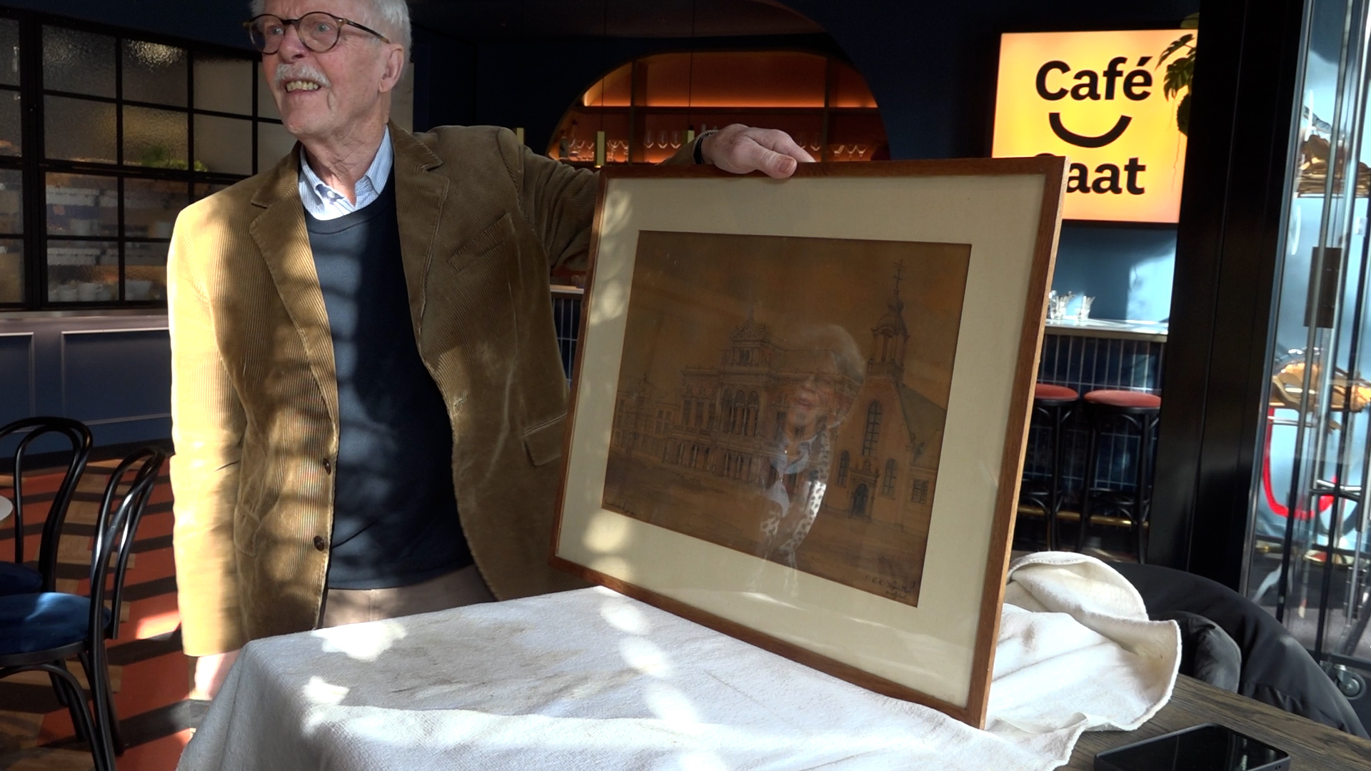 Achterkleinzoon Dirk J. Knuttel kwam de tekening brengen