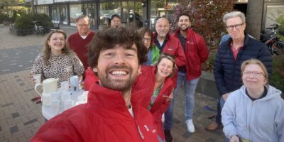 GroenLinks en PvdA Leiderdorp bij winkelcentrum de Oranjegalerij