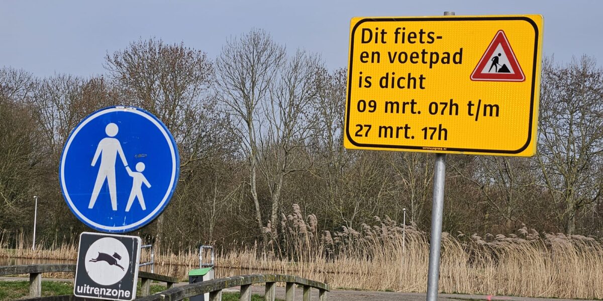 Werkzaamheden rond Dwarswatering in Leiderdorp