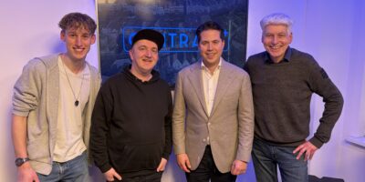 Thymen van Duijn, John Devilee, Laurens van Doeveren en Arno Koning in de Centraal+ studio