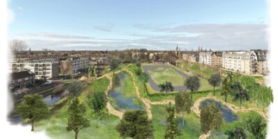 Artist impression van de geplande combibaan van IJsclub Voorschoten