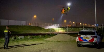 traumaheli landt op parkeerplaats Persant Snoepweg