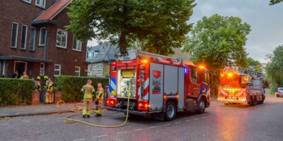 Brand in nieuwe sauna bij woning in Leiden (foto Regio Leiderdorp)