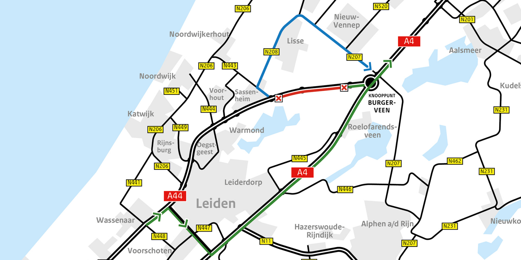 Dit weekend in de snelweg A44 afgesloten.