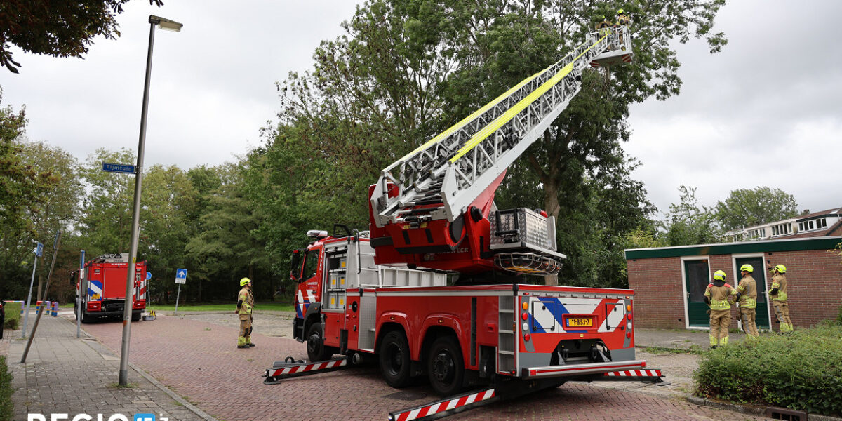 Stormschade in Leiderdorp: grote tak breekt af