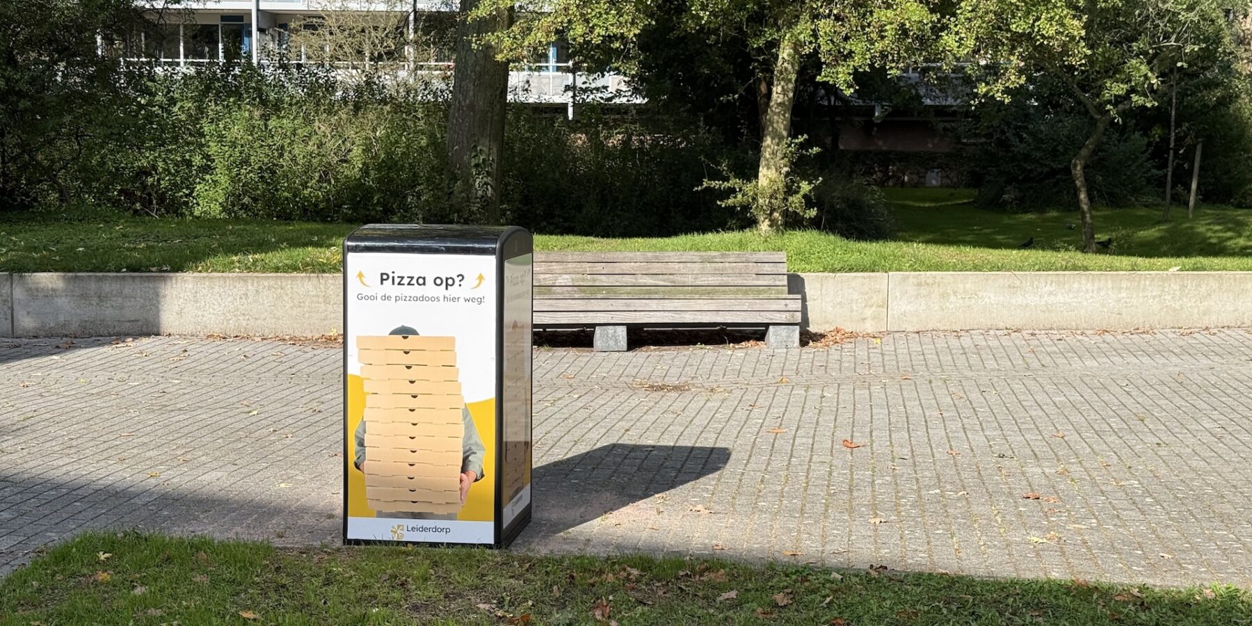 Nieuwe pizzabelly tegen zwerfafval in Leiderdorp
