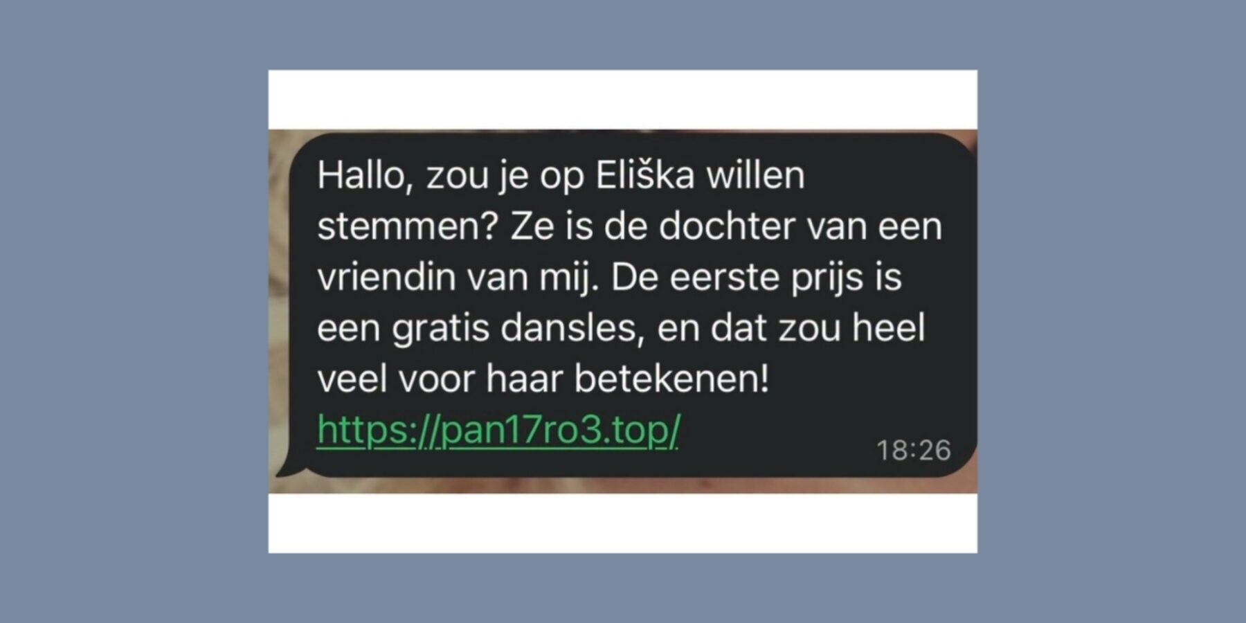 Voorbeeld WhatsApp-fraude (foto: Politie Wassenaar via Facebook)